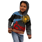 Didgeridoo Kid Hoodie Australian Aboriginal Sun Motif Indigenous Art
