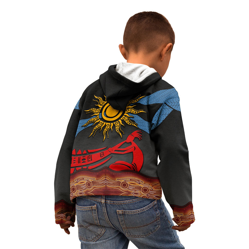 Didgeridoo Kid Hoodie Australian Aboriginal Sun Motif Indigenous Art