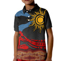 Didgeridoo Kid Polo Shirt Australian Aboriginal Sun Motif Indigenous Art