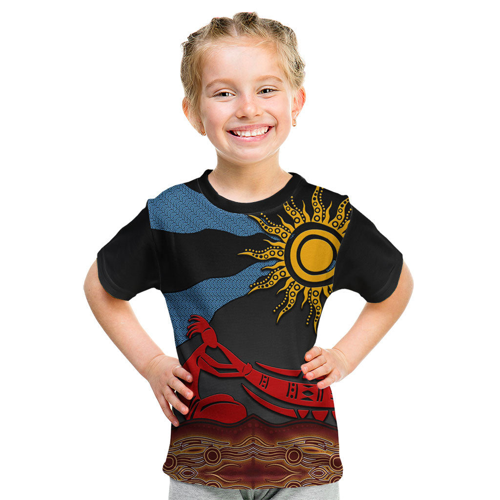 Didgeridoo Kid T Shirt Australian Aboriginal Sun Motif Indigenous Art