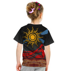 Didgeridoo Kid T Shirt Australian Aboriginal Sun Motif Indigenous Art