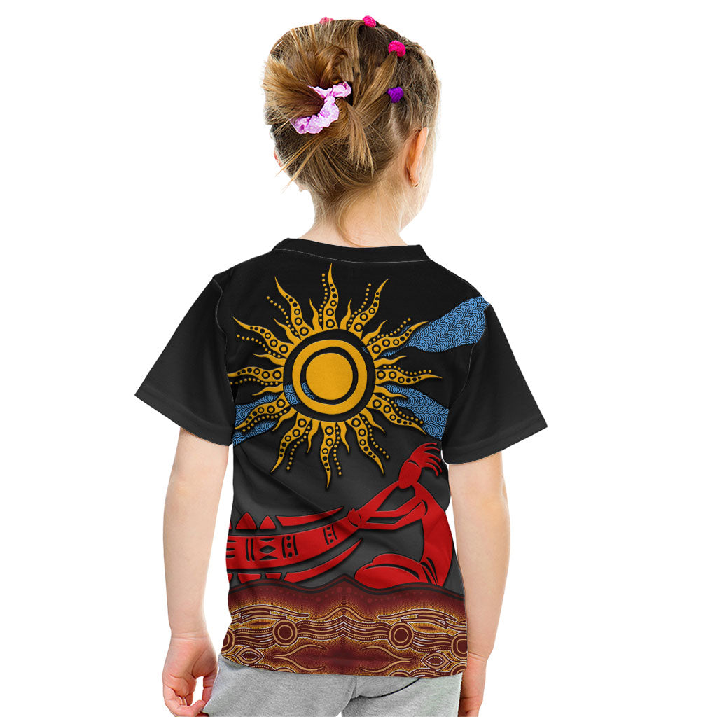 Didgeridoo Kid T Shirt Australian Aboriginal Sun Motif Indigenous Art