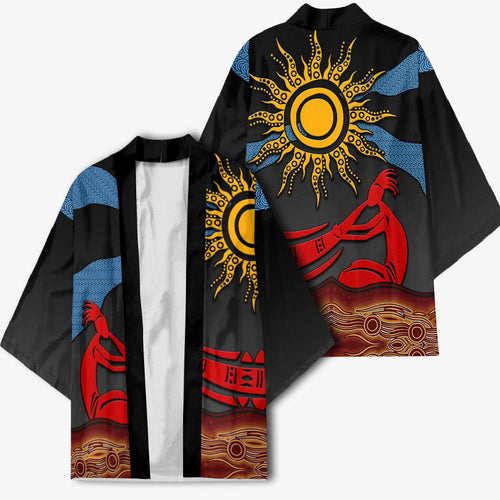 Didgeridoo Kimono Australian Aboriginal Sun Motif Indigenous Art