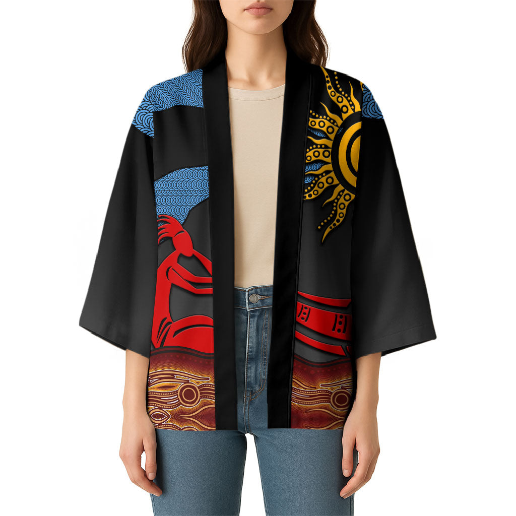 Didgeridoo Kimono Australian Aboriginal Sun Motif Indigenous Art