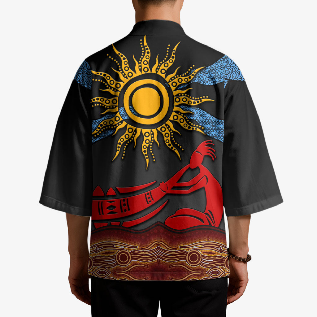 Didgeridoo Kimono Australian Aboriginal Sun Motif Indigenous Art