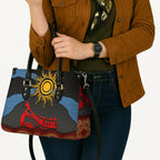 Didgeridoo Leather Bag Australian Aboriginal Sun Motif Indigenous Art