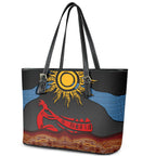 Didgeridoo Leather Tote Bag Australian Aboriginal Sun Motif Indigenous Art