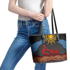 Didgeridoo Leather Tote Bag Australian Aboriginal Sun Motif Indigenous Art