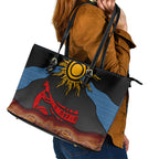 Didgeridoo Leather Tote Bag Australian Aboriginal Sun Motif Indigenous Art