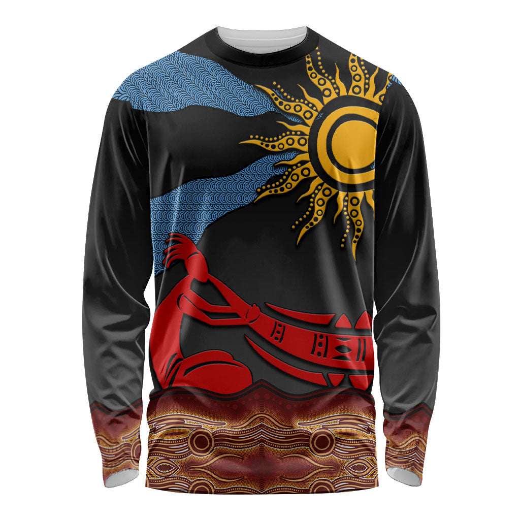 Didgeridoo Long Sleeve Shirt Australian Aboriginal Sun Motif Indigenous Art