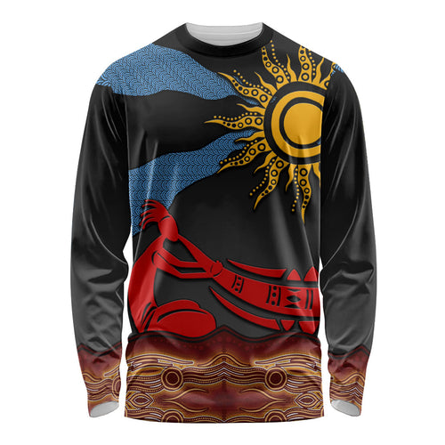 Didgeridoo Long Sleeve Shirt Australian Aboriginal Sun Motif Indigenous Art