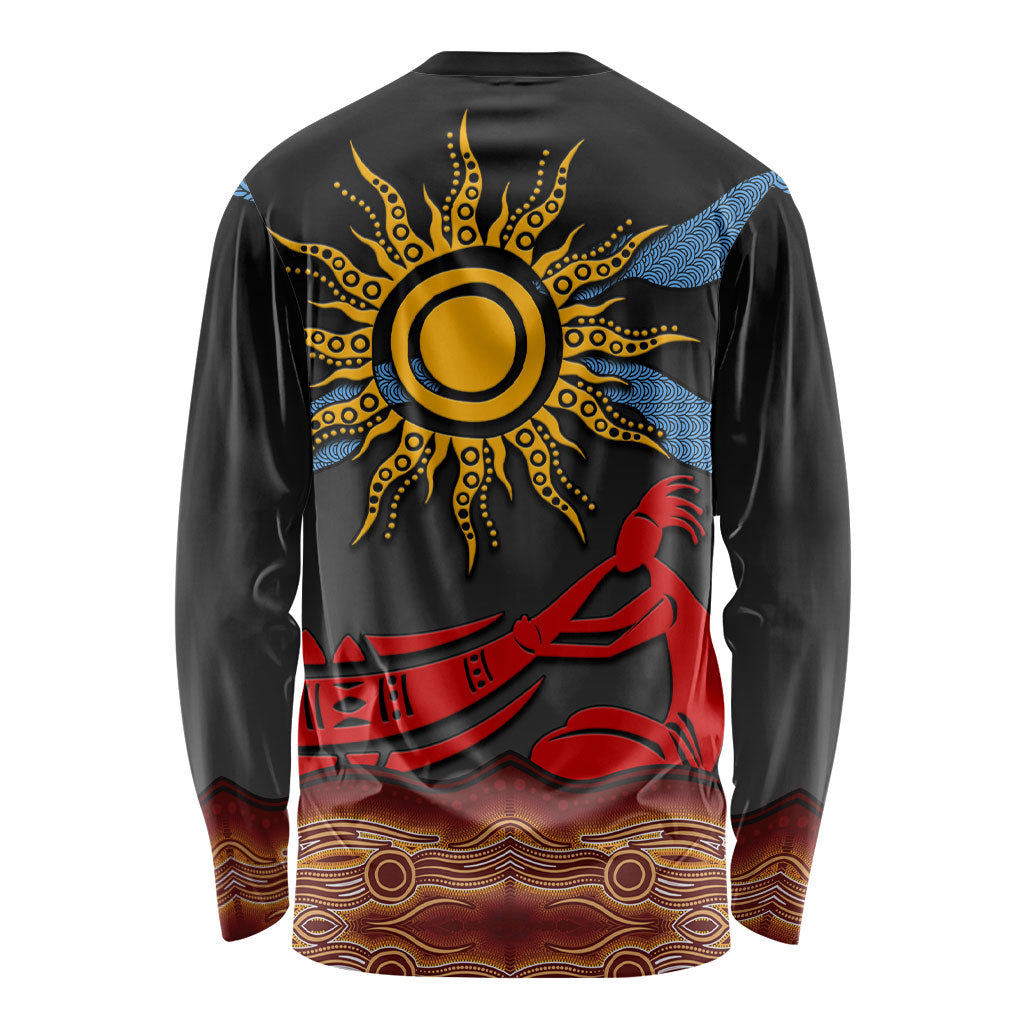 Didgeridoo Long Sleeve Shirt Australian Aboriginal Sun Motif Indigenous Art