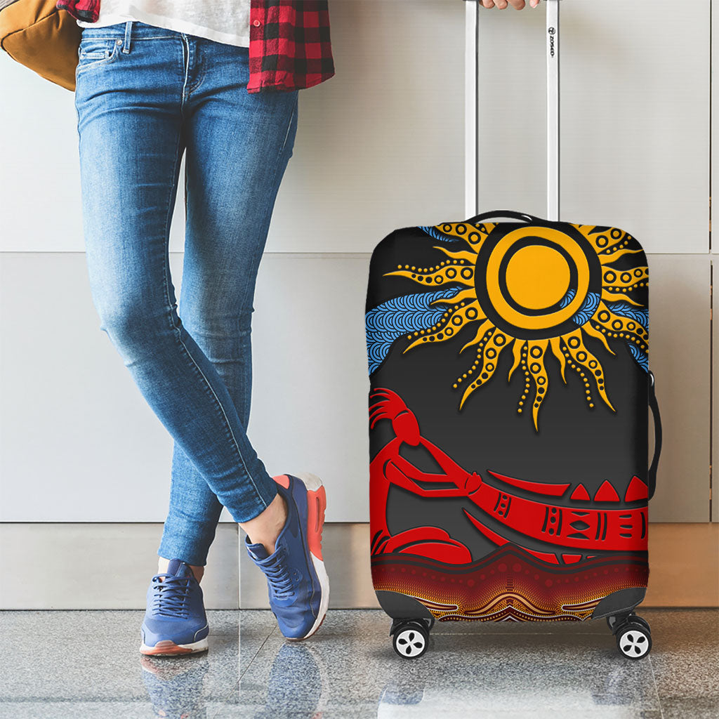 Didgeridoo Luggage Cover Australian Aboriginal Sun Motif Indigenous Art