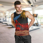 Didgeridoo Men Tank Top Australian Aboriginal Sun Motif Indigenous Art