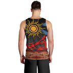 Didgeridoo Men Tank Top Australian Aboriginal Sun Motif Indigenous Art