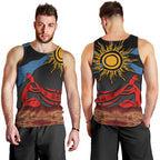 Didgeridoo Men Tank Top Australian Aboriginal Sun Motif Indigenous Art