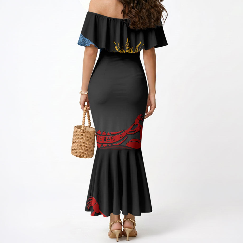 Didgeridoo Mermaid Dress Australian Aboriginal Sun Motif Indigenous Art
