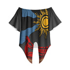 Didgeridoo Off Shoulder Wrap Waist Top Australian Aboriginal Sun Motif Indigenous Art
