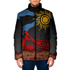 Didgeridoo Padded Jacket Australian Aboriginal Sun Motif Indigenous Art