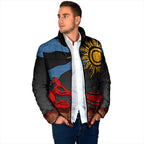 Didgeridoo Padded Jacket Australian Aboriginal Sun Motif Indigenous Art