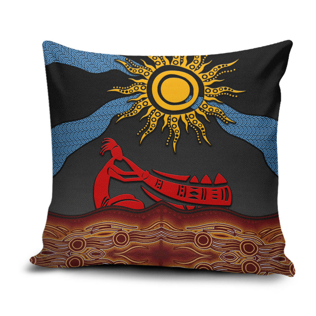 Didgeridoo Pillow Cover Australian Aboriginal Sun Motif Indigenous Art