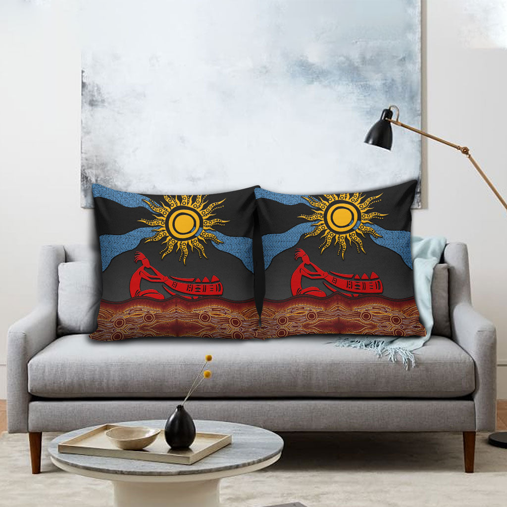 Didgeridoo Pillow Cover Australian Aboriginal Sun Motif Indigenous Art