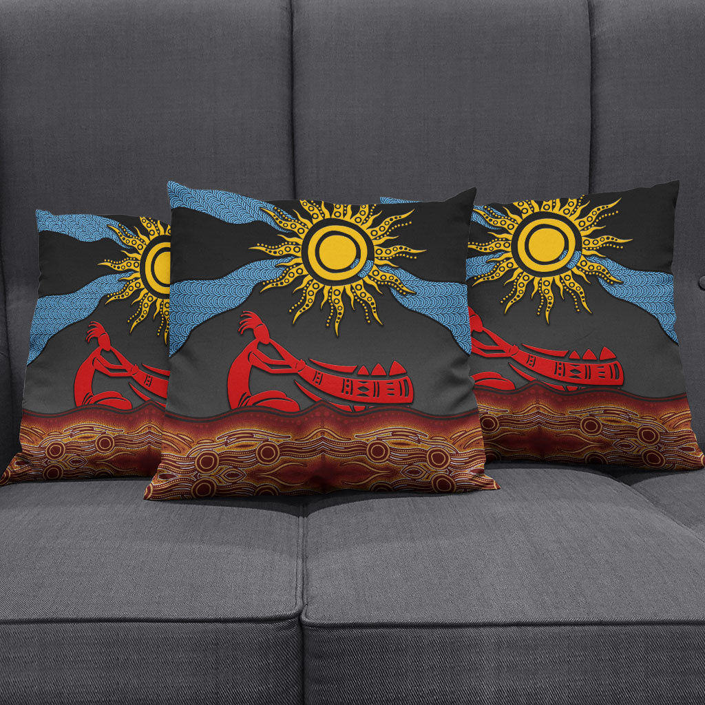 Didgeridoo Pillow Cover Australian Aboriginal Sun Motif Indigenous Art
