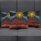 Didgeridoo Pillow Cover Australian Aboriginal Sun Motif Indigenous Art