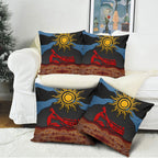 Didgeridoo Pillow Cover Australian Aboriginal Sun Motif Indigenous Art
