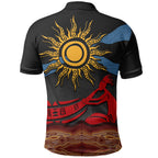 Didgeridoo Polo Shirt Australian Aboriginal Sun Motif Indigenous Art