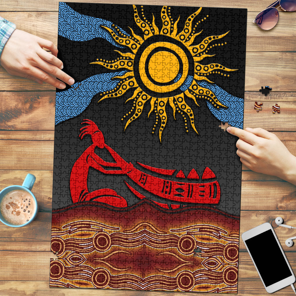 Didgeridoo Puzzle Australian Aboriginal Sun Motif Indigenous Art
