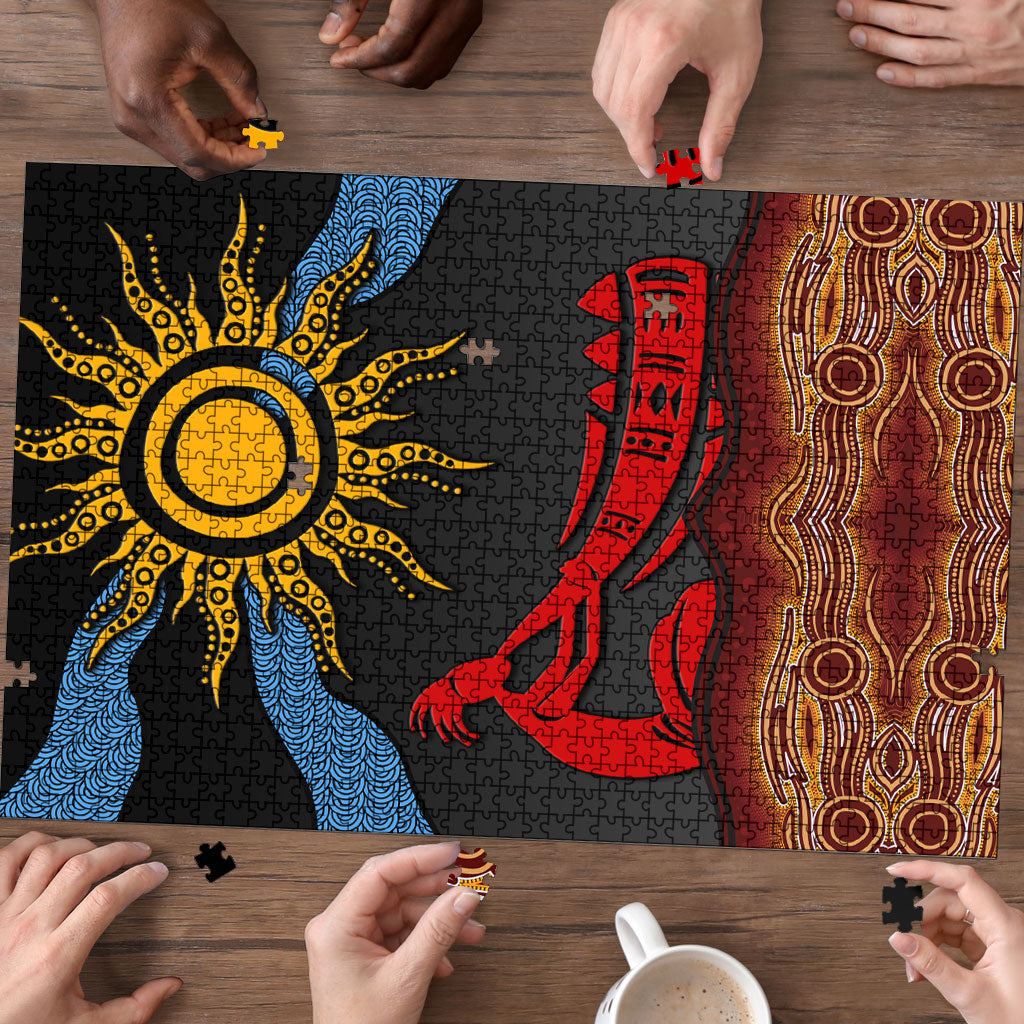 Didgeridoo Puzzle Australian Aboriginal Sun Motif Indigenous Art