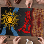 Didgeridoo Puzzle Australian Aboriginal Sun Motif Indigenous Art