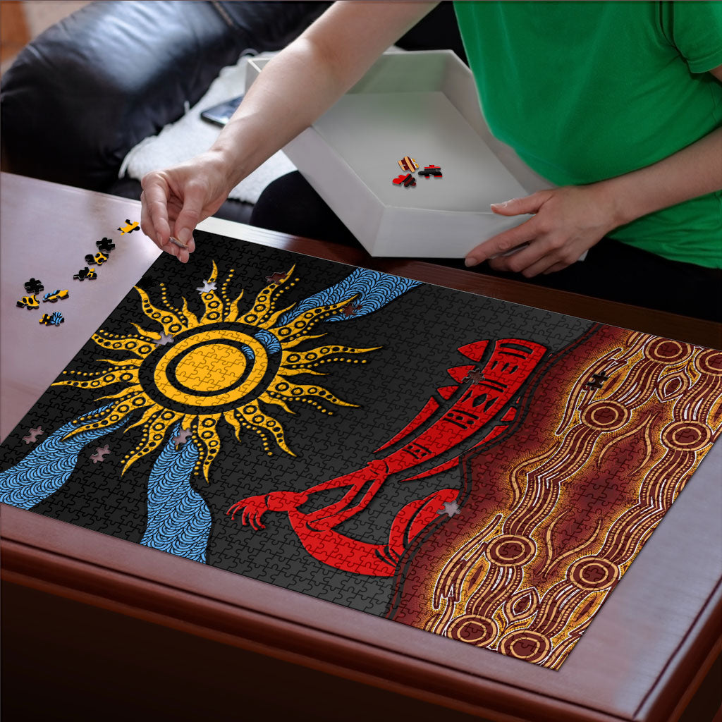 Didgeridoo Puzzle Australian Aboriginal Sun Motif Indigenous Art
