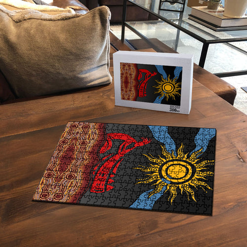 Didgeridoo Puzzle Australian Aboriginal Sun Motif Indigenous Art