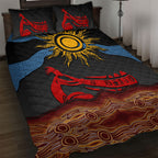 Didgeridoo Quilt Bed Set Australian Aboriginal Sun Motif Indigenous Art