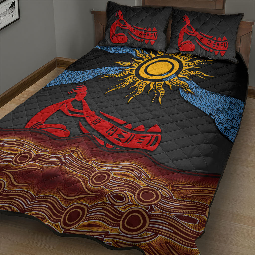 Didgeridoo Quilt Bed Set Australian Aboriginal Sun Motif Indigenous Art
