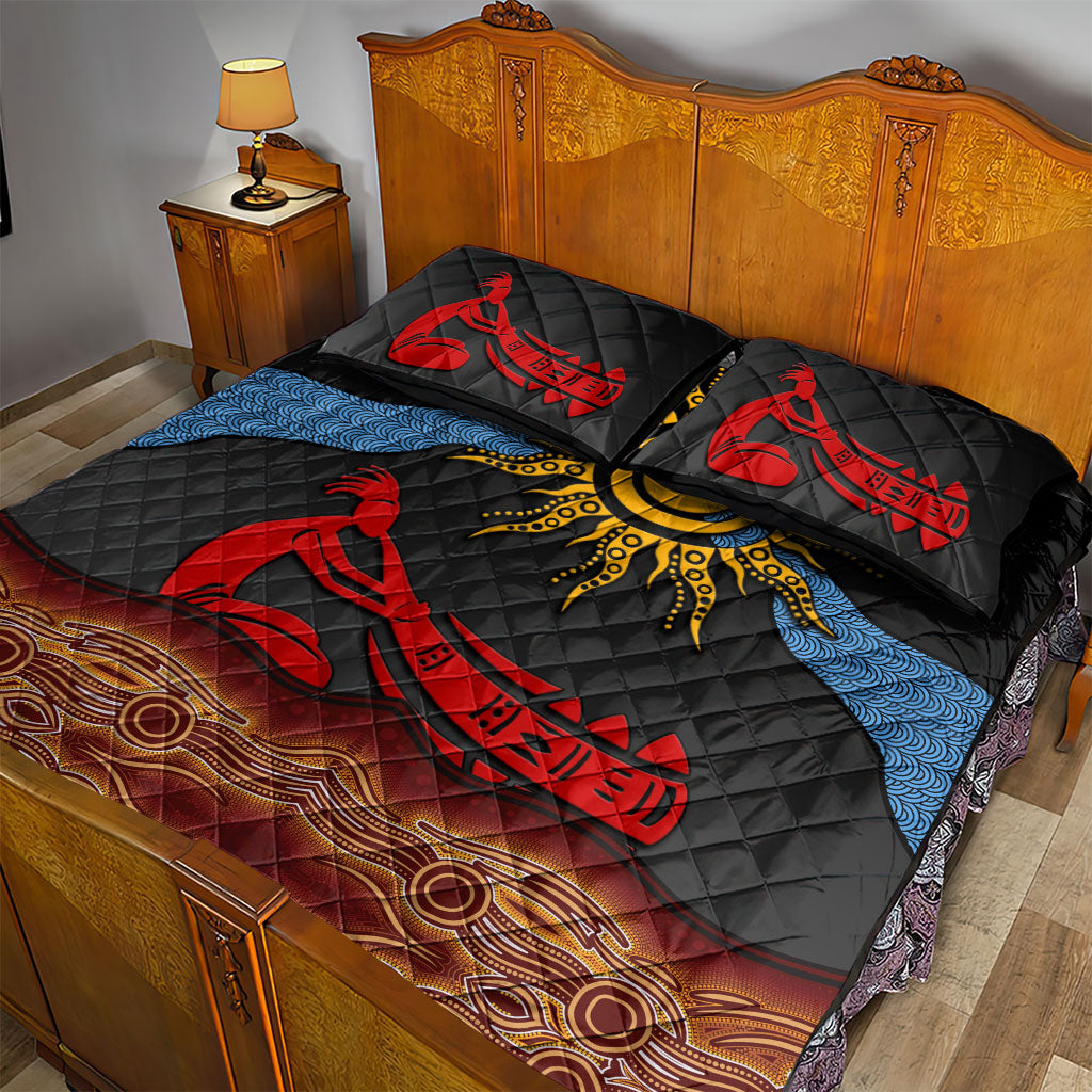 Didgeridoo Quilt Bed Set Australian Aboriginal Sun Motif Indigenous Art