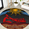 Didgeridoo Round Carpet Australian Aboriginal Sun Motif Indigenous Art