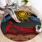 Didgeridoo Round Carpet Australian Aboriginal Sun Motif Indigenous Art