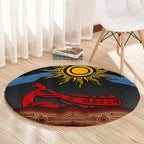 Didgeridoo Round Carpet Australian Aboriginal Sun Motif Indigenous Art