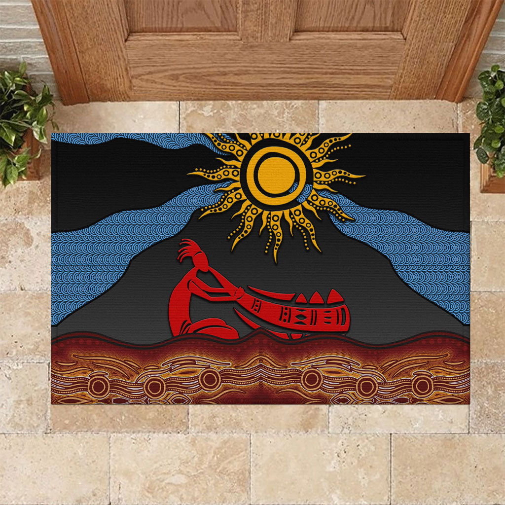 Didgeridoo Rubber Doormat Australian Aboriginal Sun Motif Indigenous Art