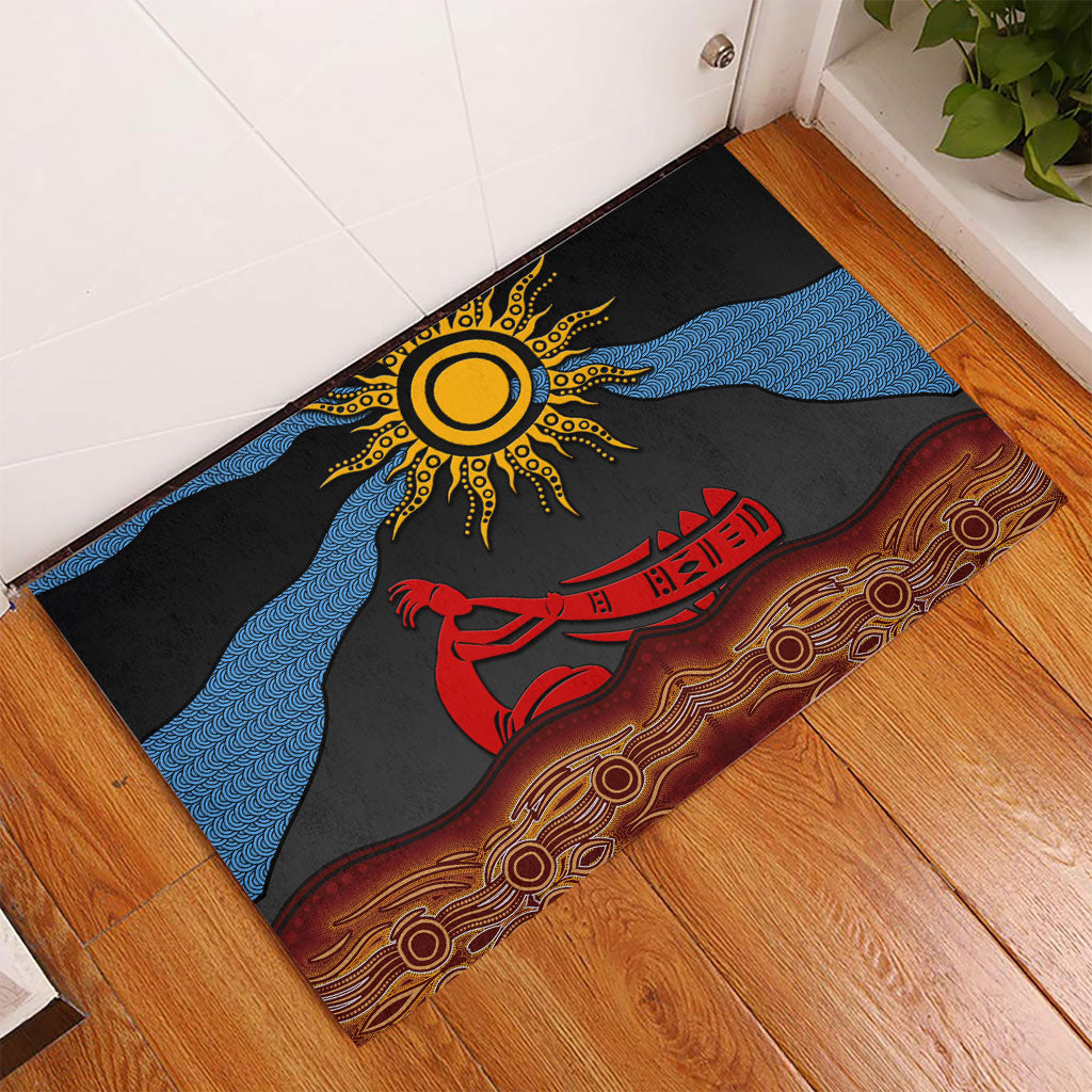 Didgeridoo Rubber Doormat Australian Aboriginal Sun Motif Indigenous Art