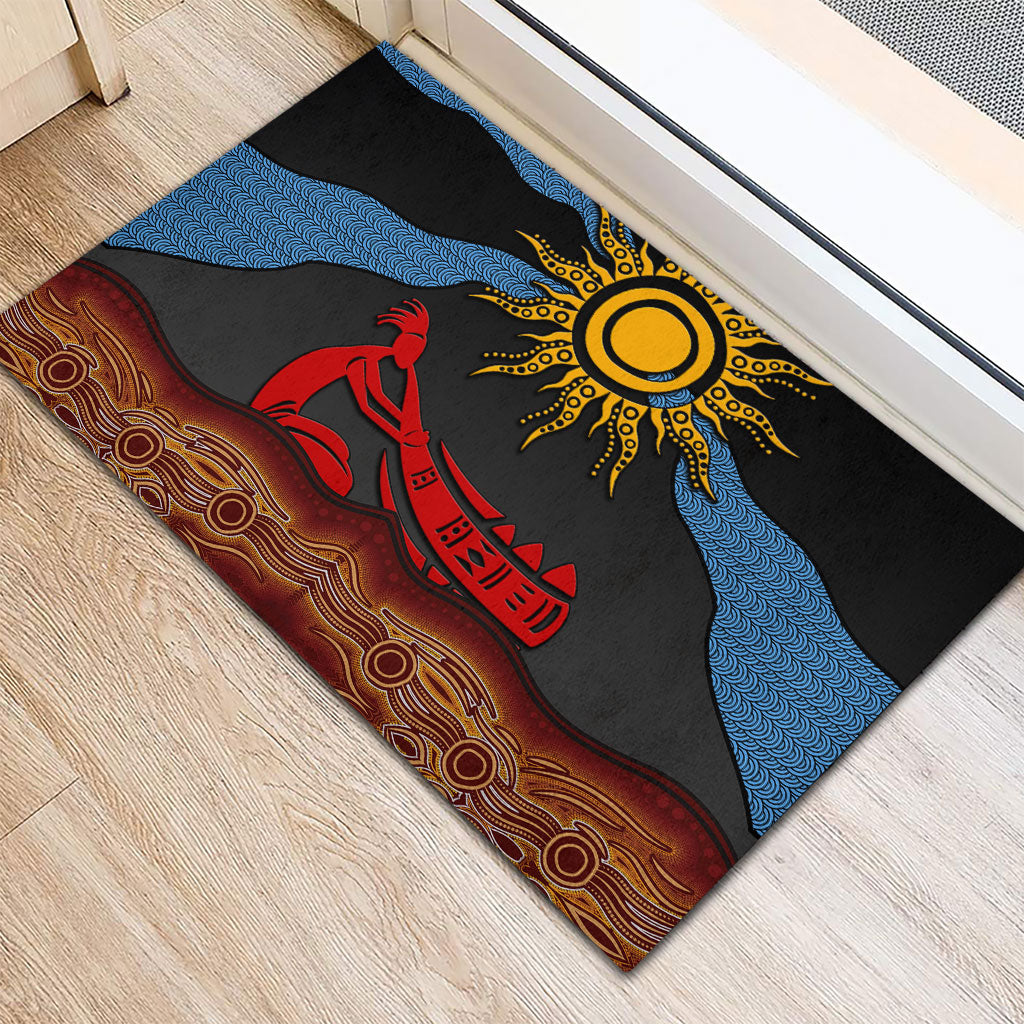 Didgeridoo Rubber Doormat Australian Aboriginal Sun Motif Indigenous Art
