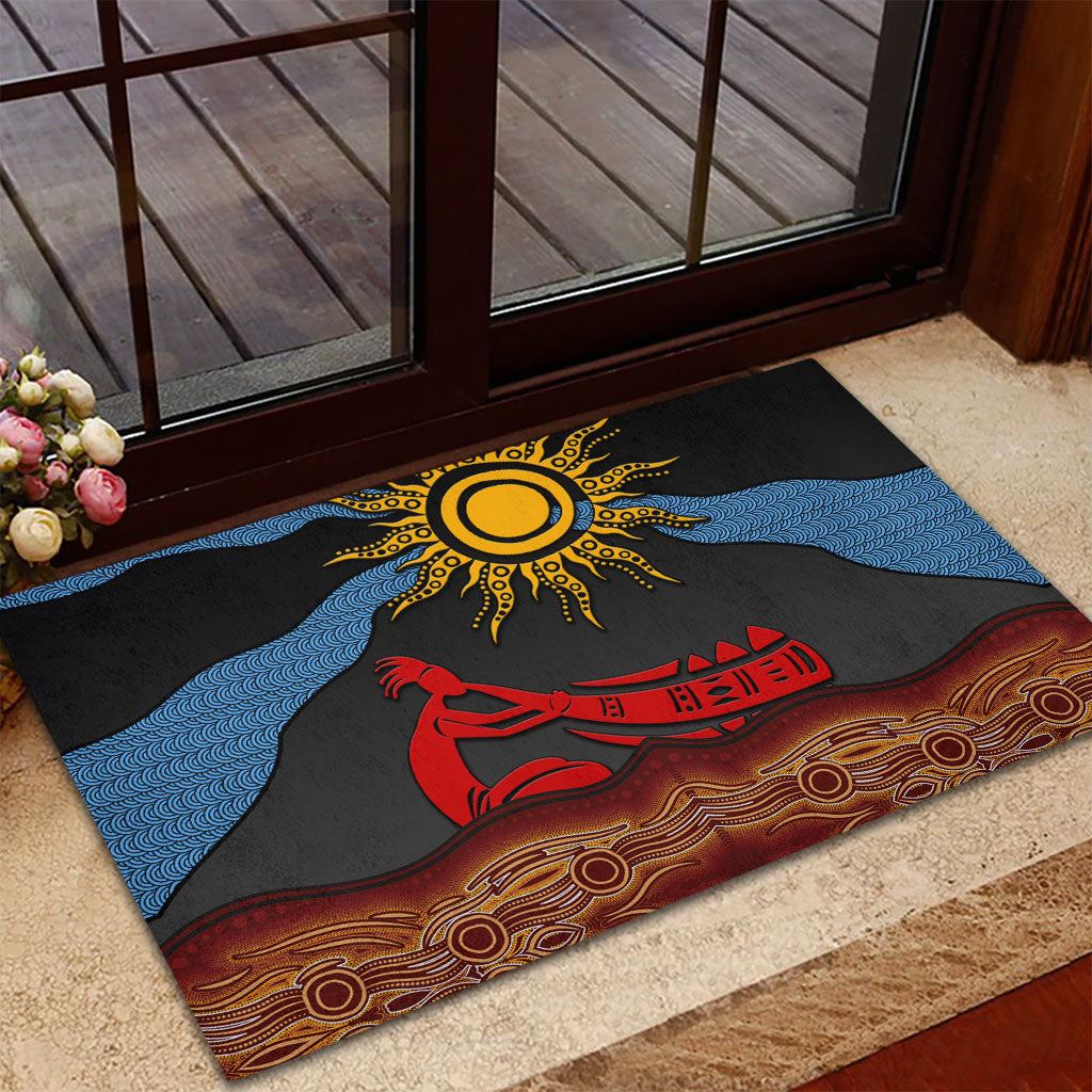 Didgeridoo Rubber Doormat Australian Aboriginal Sun Motif Indigenous Art