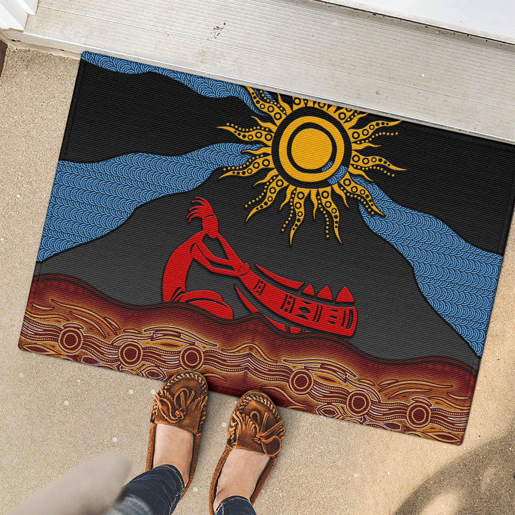 Didgeridoo Rubber Doormat Australian Aboriginal Sun Motif Indigenous Art