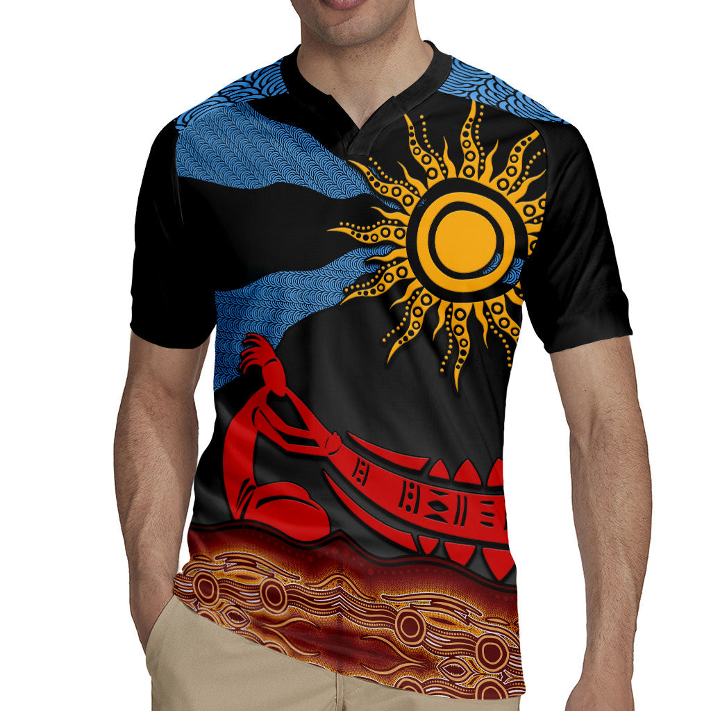 Didgeridoo Rugby Jersey Australian Aboriginal Sun Motif Indigenous Art