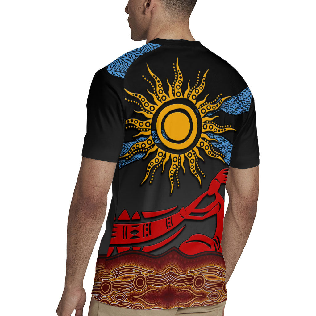 Didgeridoo Rugby Jersey Australian Aboriginal Sun Motif Indigenous Art
