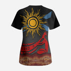 Didgeridoo Scrub Top Australian Aboriginal Sun Motif Indigenous Art
