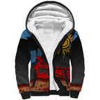 Didgeridoo Sherpa Hoodie Australian Aboriginal Sun Motif Indigenous Art